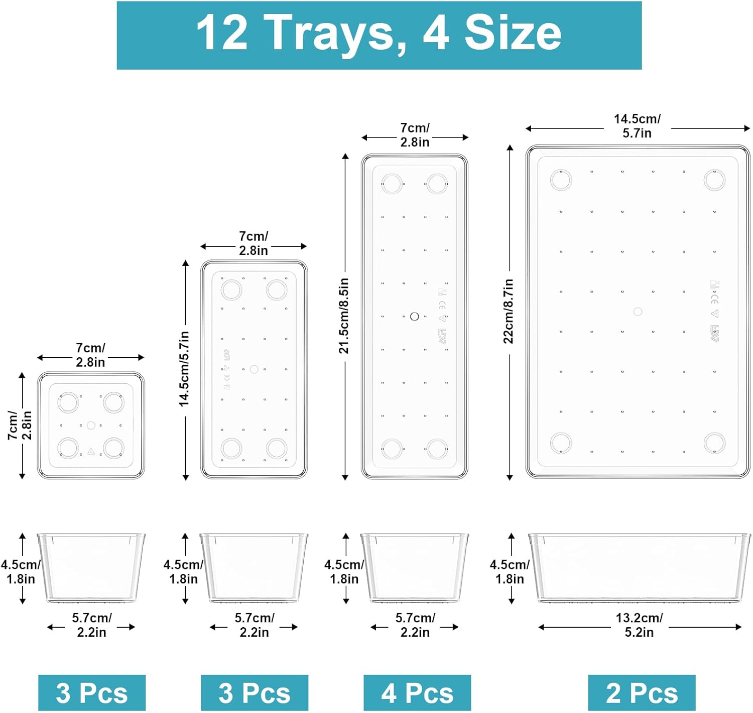 Set de 4 organisateurs de tiroir en filet