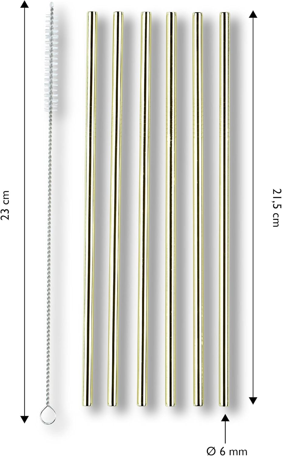 Set de 6 pailles inox réutilisables avec brosse