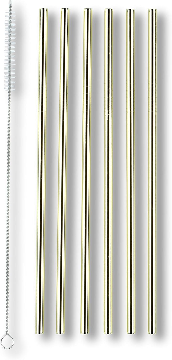 Set de 6 pailles inox réutilisables avec brosse