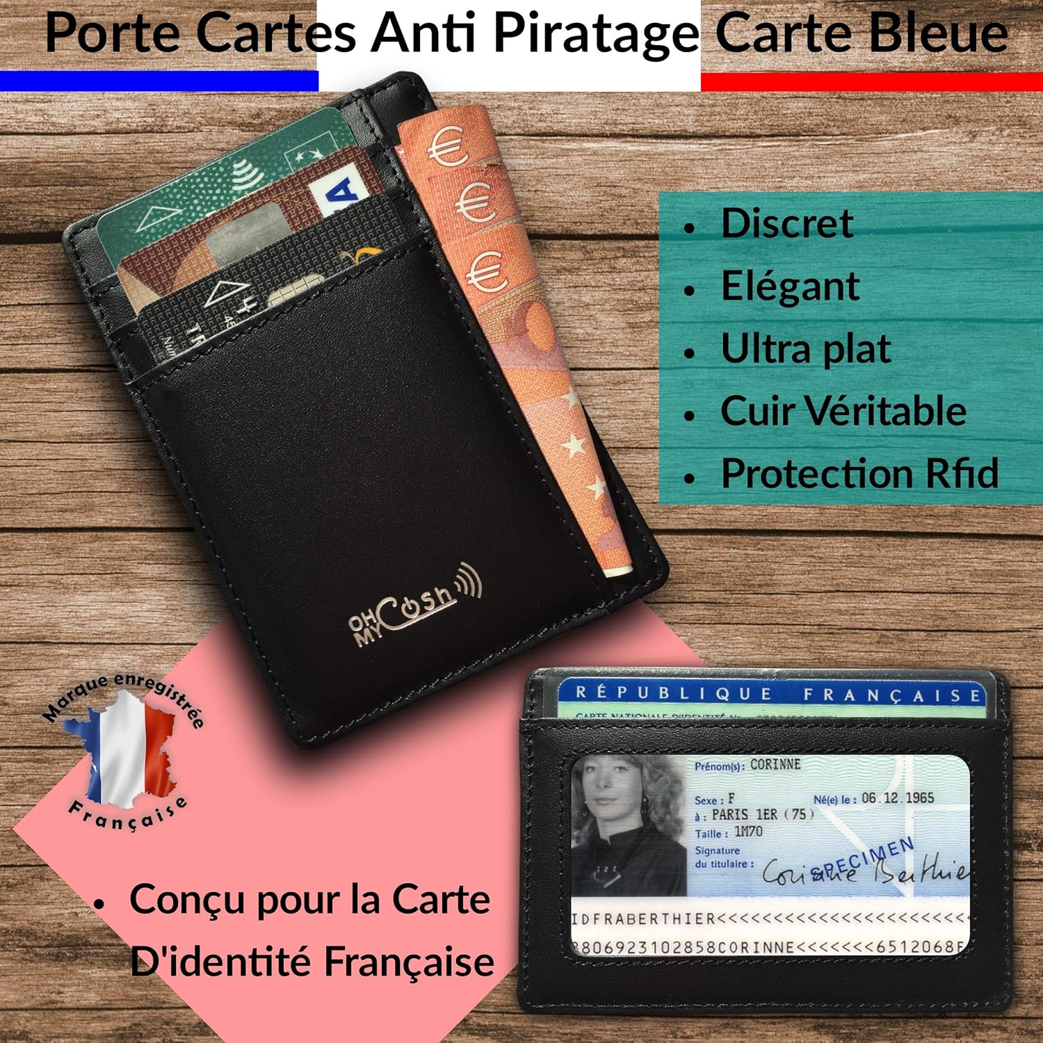 Portefeuille slim anti-RFID