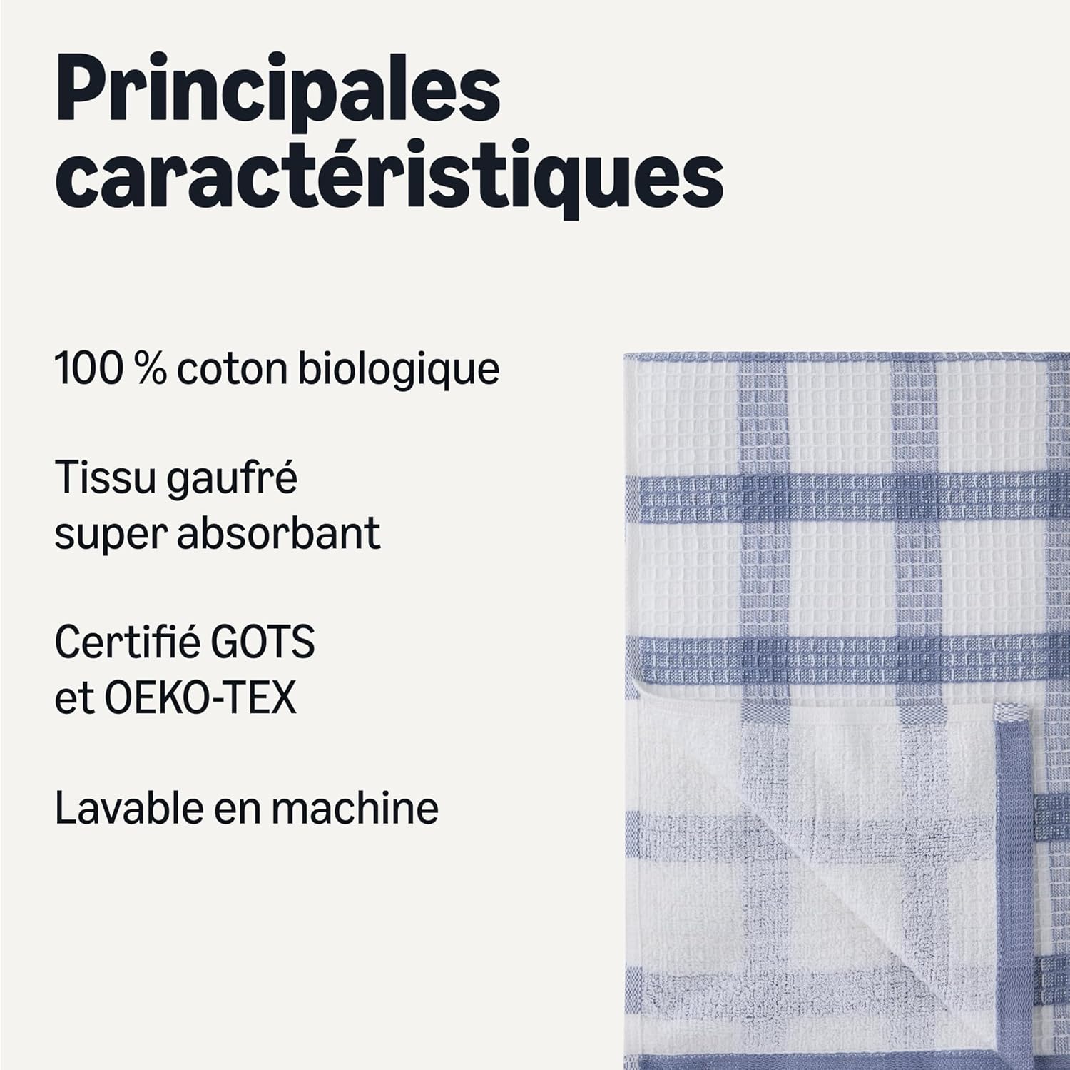 Lot de 6 torchons de cuisine en coton